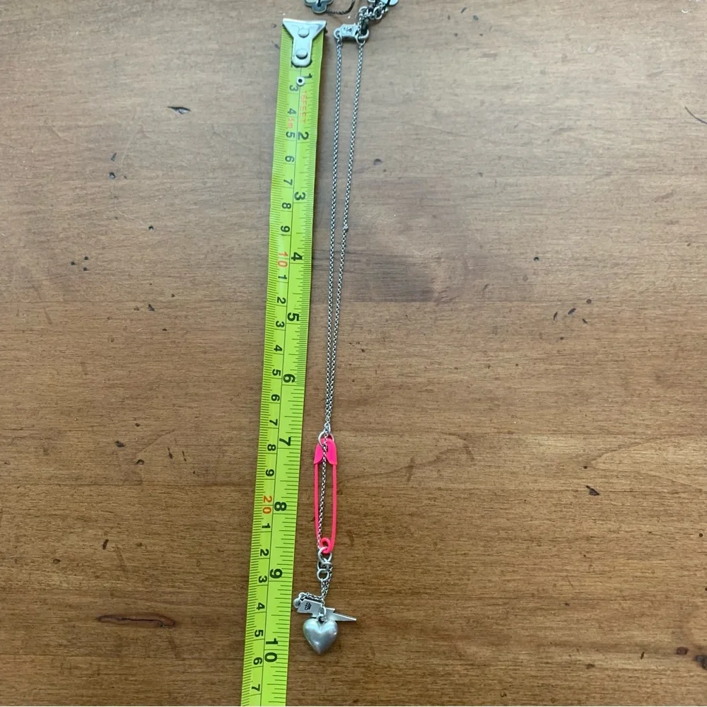 Juicy Couture Pam Gela Pink Safety Pin with Silver Charms Silver Chain Necklace - Picture 5 of 5